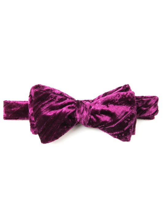 Burgundy Crushed Velvet Formal Bow Tie 