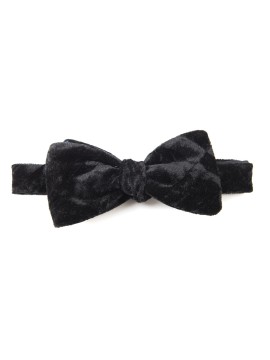 Black Crushed Velvet Formal Bow Tie 
