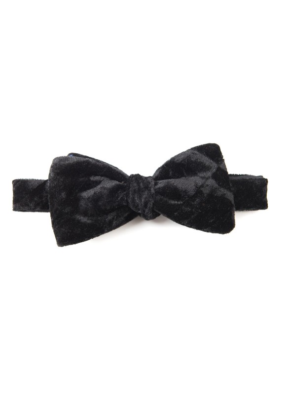 Black Crushed Velvet Formal Bow Tie 