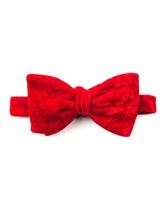 Red Crushed Velvet Formal Bow Tie 