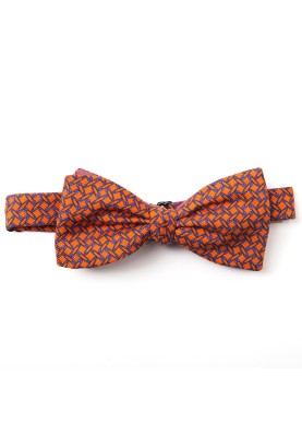 Orange/Orchid Pins/Links Reversible Bow Tie  