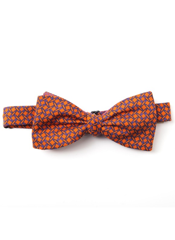 Orange/Orchid Pins/Links Reversible Bow Tie 