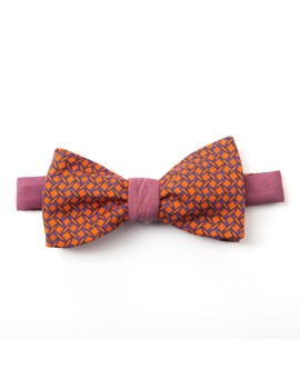 Orange/Orchid Pins/Links Reversible Bow Tie 