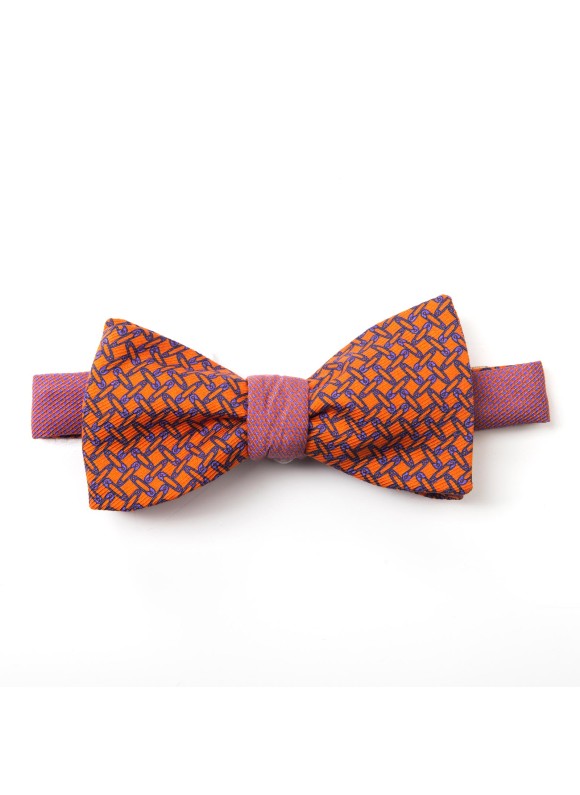 Orange/Orchid Pins/Links Reversible Bow Tie 