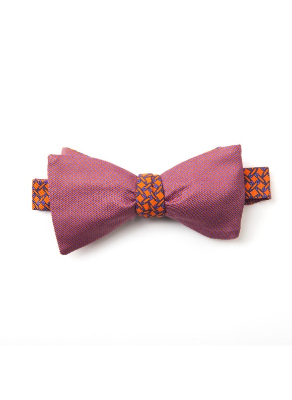 Orange/Orchid Pins/Links Reversible Bow Tie 