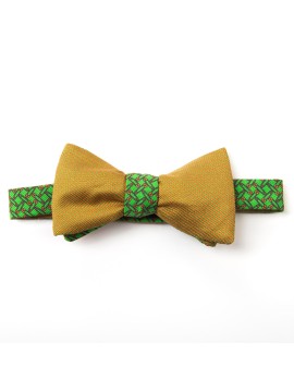 Green/Orange Pins/Links Reversible Bow Tie 
