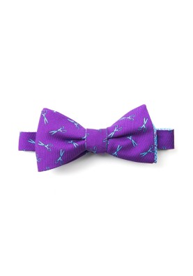 Purple/Blue Scissors/Glen Plaid Reversible Bow Tie  