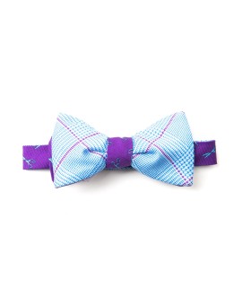 Purple/Blue Scissors/Glen Plaid Reversible Bow Tie 
