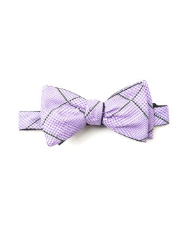 Black/Purple Scissors/Glen Plaid Reversible Bow Tie 