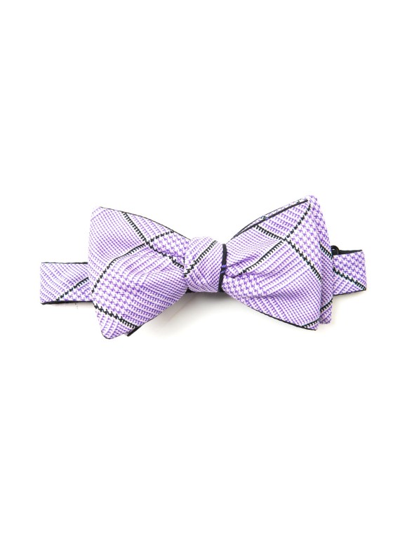 Black/Purple Scissors/Glen Plaid Reversible Bow Tie 