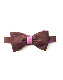 Mocha/Hot Pink/Navy Scissors/Glen Plaid Reversible Bow Tie 