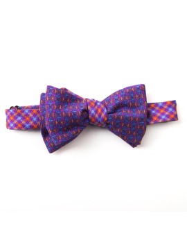 Purple/Blue/Orange Links/Check Reversible Bow Tie 