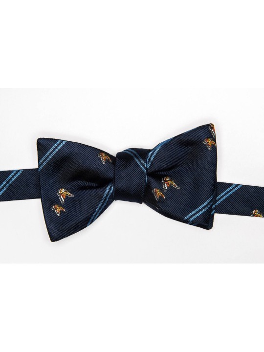 Navy/ Light Blue/Orange Butterflies Reversible Bow Tie