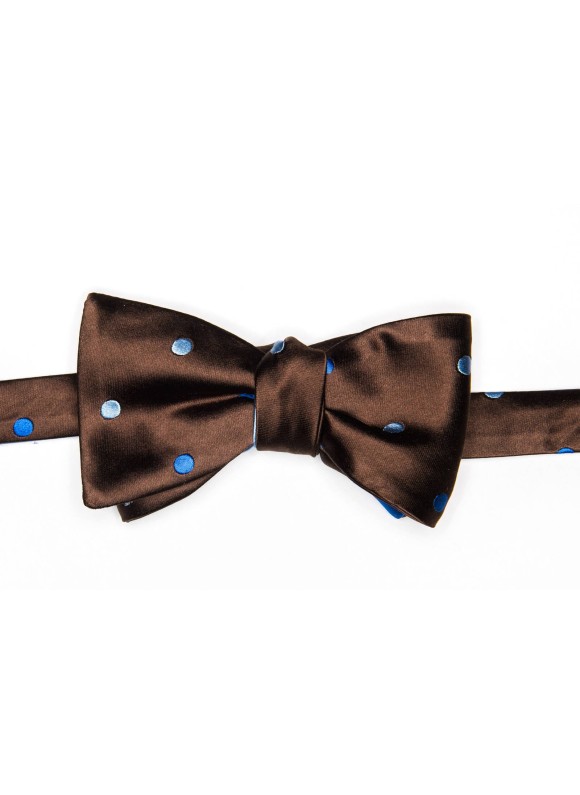 Mahogany/Cobalt/Light Blue Stripes/Dots Reversible Bow Tie