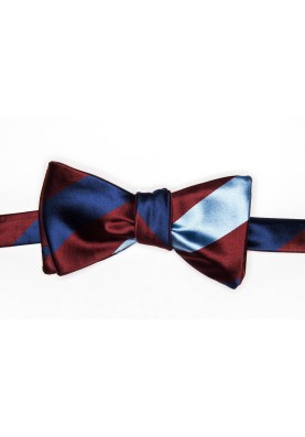 Maroon/French Blue/Light Blue Stripes/Dots Reversible Bow Tie 