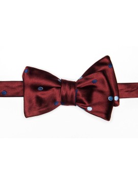 Maroon/French Blue/Light Blue Stripes/Dots Reversible Bow Tie