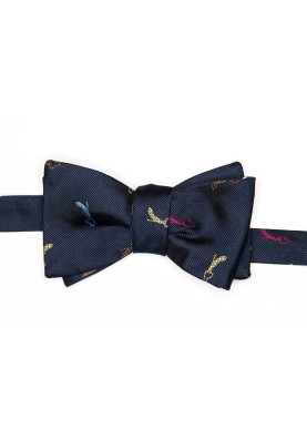 Navy/Fuschia/Light Blue/Yellow Neck Tie Reversible Bow Tie 