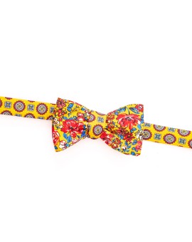 Yellow/Red Floral/Medallion Neat Reversible Bow