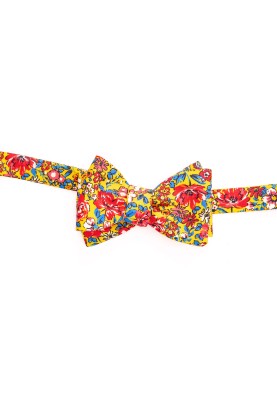 Yellow/Red Floral/Medallion Neat Reversible Bow 