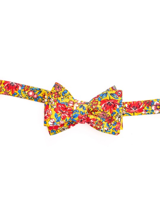 Yellow/Red Floral/Medallion Neat Reversible Bow