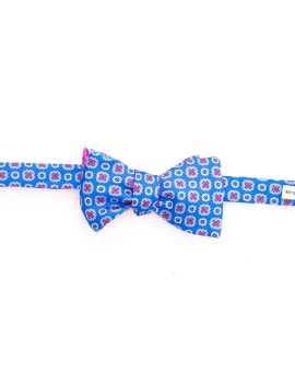 Periwinkle Floral/Neat Reversible Bow