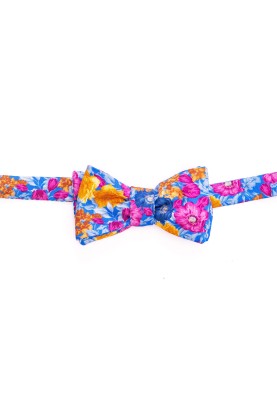 Periwinkle Floral/Neat Reversible Bow 