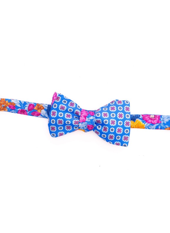 Periwinkle Floral/Neat Reversible Bow