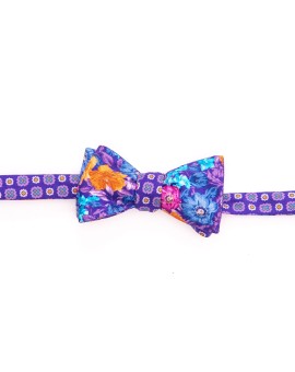 Grape Floral/Neat Reversible Bow