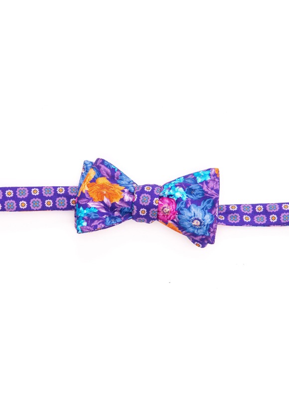 Grape Floral/Neat Reversible Bow