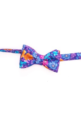 Grape Floral/Neat Reversible Bow 