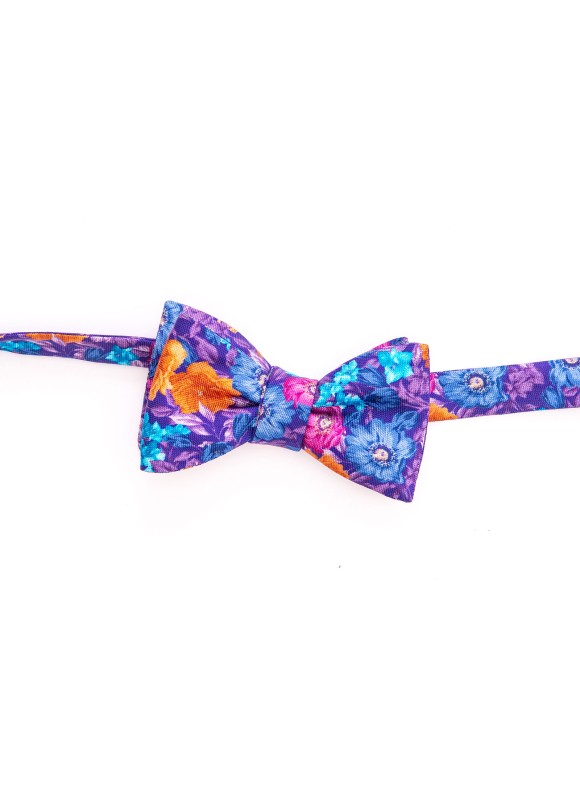 Grape Floral/Neat Reversible Bow