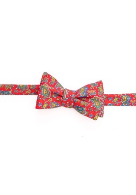 Red Paisley/Neat Reversible Bow 