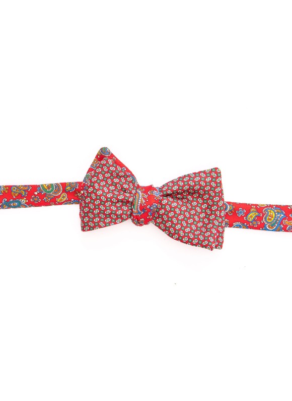 Red Paisley/Neat Reversible Bow