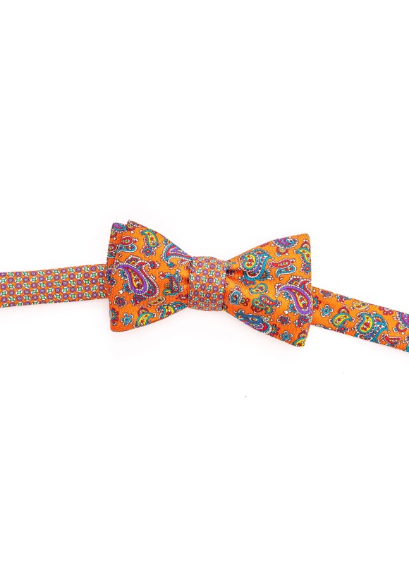 Orange Paisley/Neat Reversible Bow