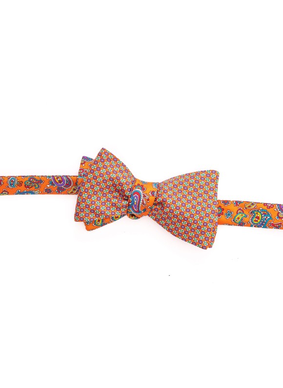 Orange Paisley/Neat Reversible Bow