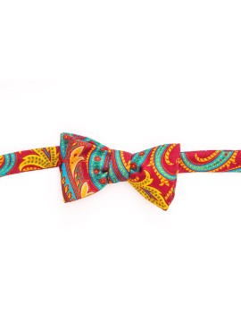 Persian Red/Dk. Turquoise Exploded Paisley/Neat Reversible Bow