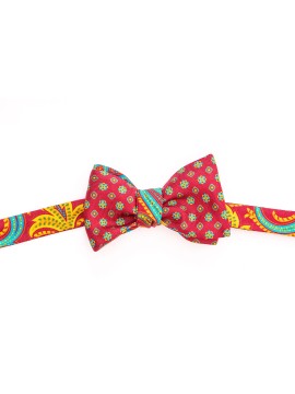 Persian Red/Dk. Turquoise Exploded Paisley/Neat Reversible Bow