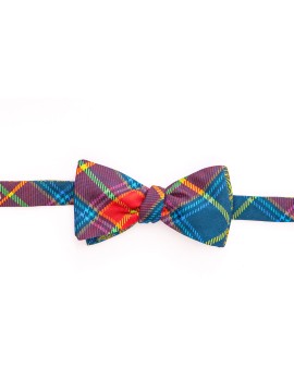 Teal/Red Paisley/Plaid Reversible Bow