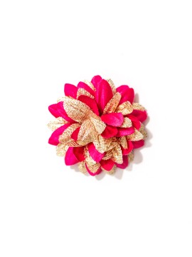 Hot Pink/Shiny Gold Daisy Silk Lapel Flower