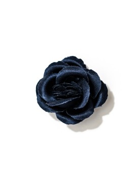 Navy Rose Silk Lapel Flower