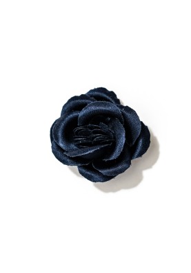 Navy Rose Silk Lapel Flower 