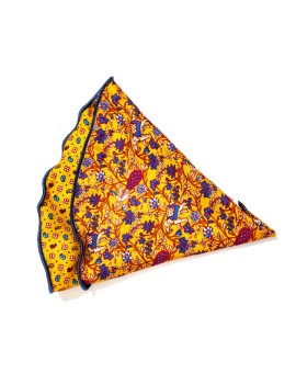 Marigold Mini Pines Neat/Circus Floral Print Silk Shappe Diamante Reversible Pocket Circle