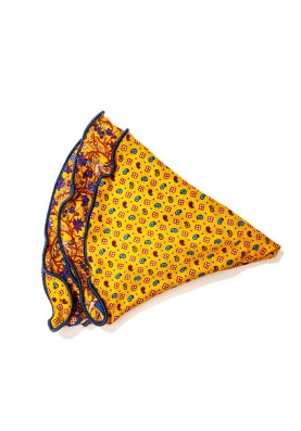 Marigold Mini Pines Neat/Circus Floral Print Silk Shappe Diamante Reversible Pocket Circle 