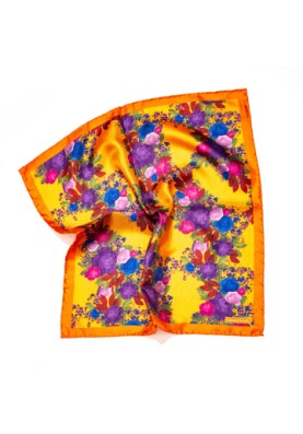 Orange Floral Print Pocket Square 