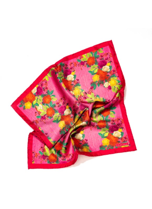 Rose Floral Print Pocket Square