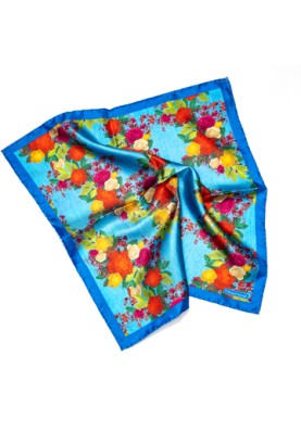 Blue Floral Print Pocket Square 