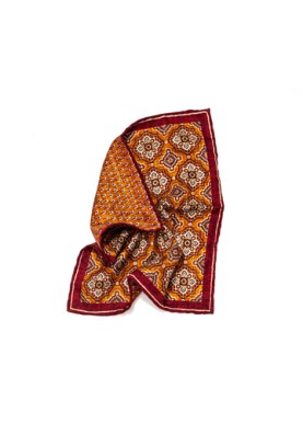 Rust Medallions/Neat Print Reversible Pocket Square 