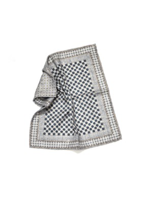 Grey Grid Neat/Dots Print Reversible Pocket Square 