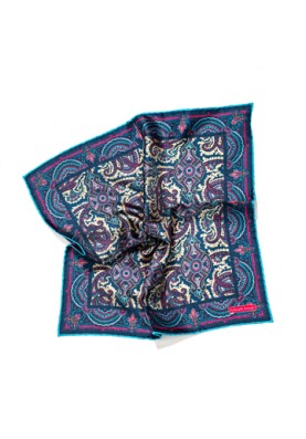 Sky/Hot Pink Persian Print Pocket Square 