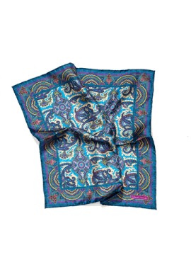 Blue/Orchid Persian Print Pocket Square